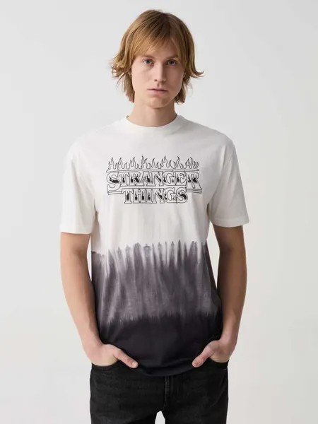 Футболка Tie-Dye с принтом «Очень странные дела» Ovs, цвет white/grey