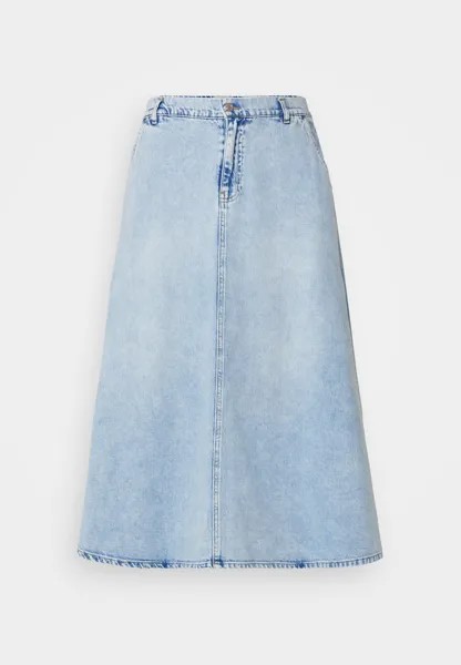 Юбка А-силуэта CARMINDY LOOSE MIDI SKIRT ONLY Carmakoma, светло-голубой деним