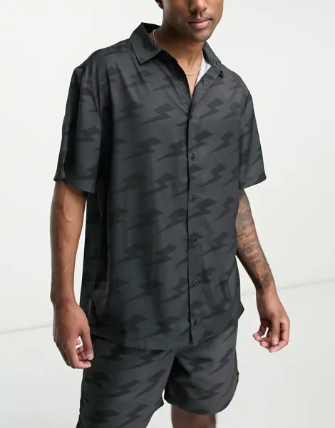 Черная координатная рубашка с молниями ellesse Capri