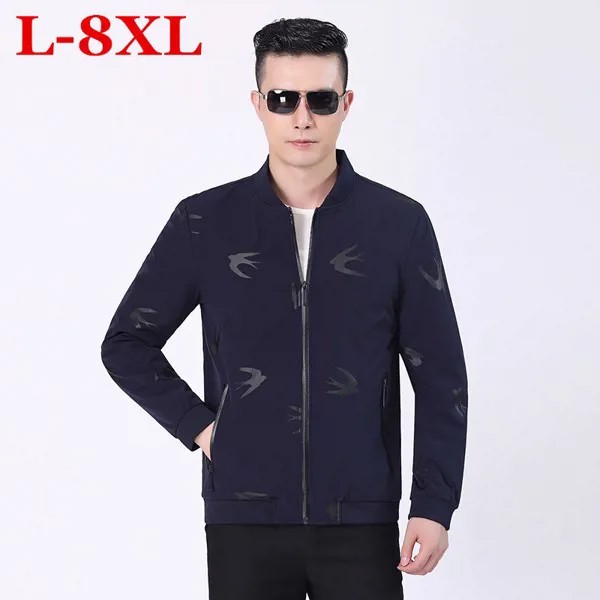 Размер 9XL 8XL 7XL плюс Весна Осень Повседневная однотонная модная мужская куртка-бомбер Новое поступление бейсбольная куртка мужская куртка