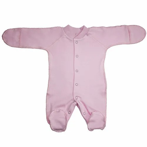 Комбинезон Клякса детский, интерлок, хлопок 100%, на кнопках, застежка для смены подгузника, закрытая стопа, размер 20-62, розовый