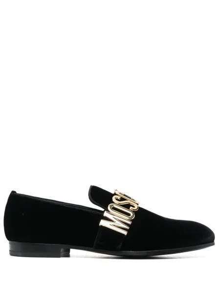 Moschino лоферы с логотипом, черный
