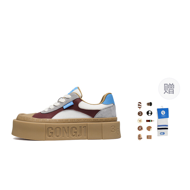 Кроссовки GONGJI Square Inches Skateboarding Shoes Unisex Low-top Red, белый/красный