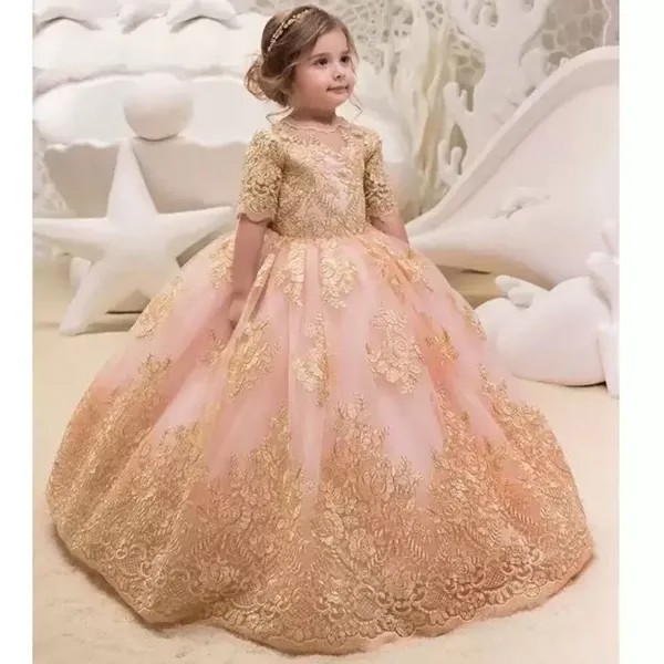 Золотое бальное платье Glitz, платья принцессы для маленьких девочек, нарядные платья, фуксия, маленькие камуфляжные платья для девочек с цвет...