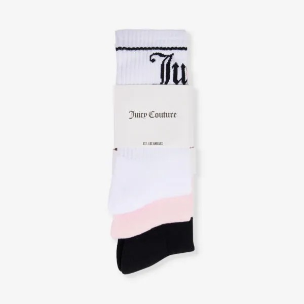 Набор из трех носков из эластичного хлопка с логотипом Juicy Couture, черный