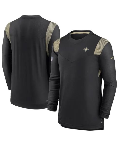 Мужская черная футболка с длинным рукавом и логотипом New Orleans Saints Sideline Performance Player Nike