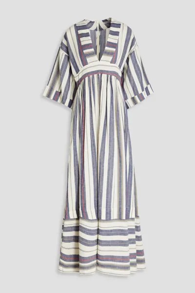 Платье макси Ferrers в полоску из смесового хлопка Three Graces London, цвет Off-white