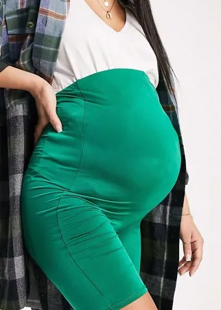 Зеленые облегающие шорты-леггинсы Flounce London Maternity-Зеленый цвет