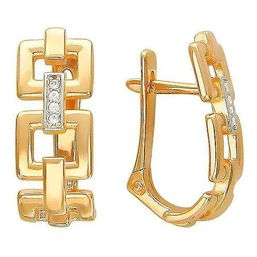 Серьги из красного золота 585 пробы с фианитами 01С116529