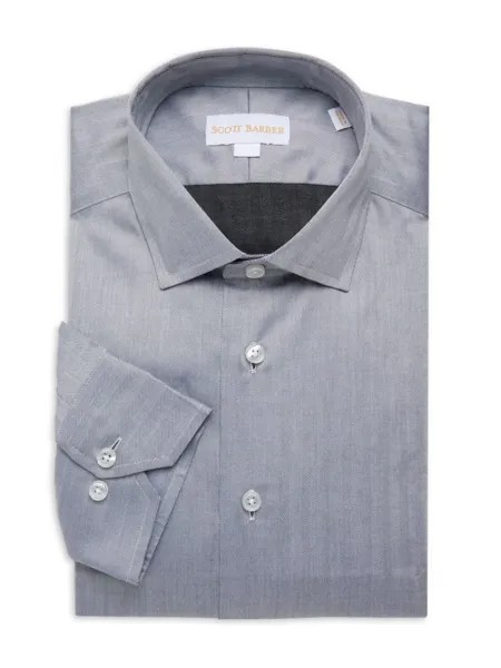 Классическая рубашка с узором «елочка» Scott Barber, черный