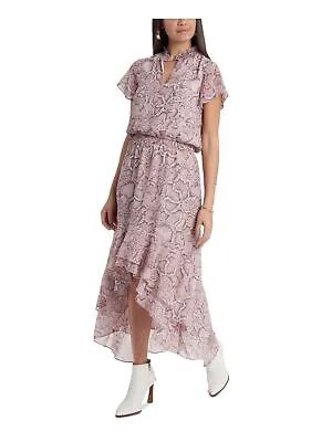 1. Женское розовое вечернее платье макси с развевающимися рукавами STATE на многоярусной подкладке, размер L