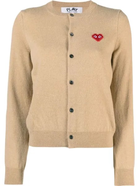 Comme Des Garçons Play кардиган с нашивкой, нейтральный цвет