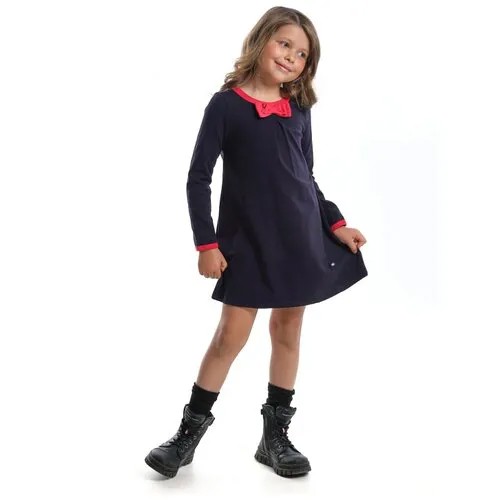 Платье Mini Maxi, хлопок, трикотаж, однотонное, размер 116, синий