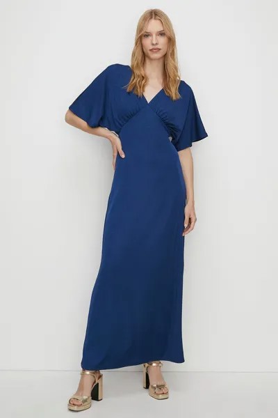 Облегающее платье макси премиум-класса с V-образным вырезом Oasis, темно-синий
