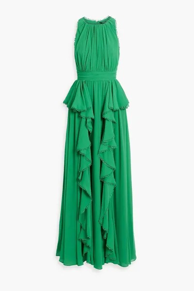 Платье миди из крепа с оборками, отделанное крючком BADGLEY MISCHKA, зеленый