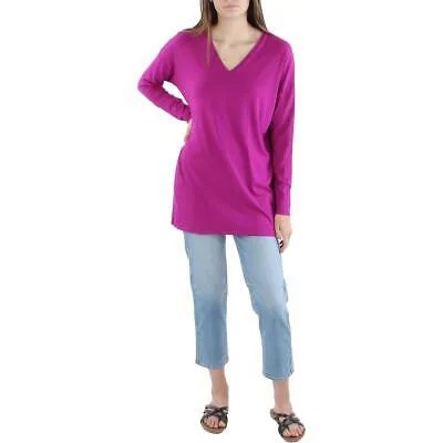Женская фиолетовая футболка-туника Eileen Fisher с v-образным вырезом и длинными рукавами S BHFO 6757
