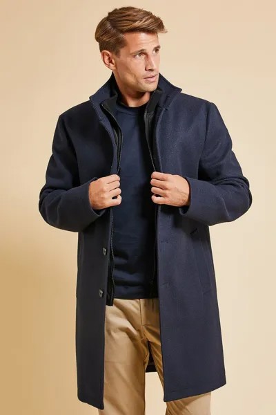 Пальто с воротником-воронкой и ложным слоем 'Pipe' Threadbare, синий