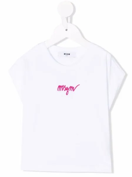 MSGM Kids футболка с вышитым логотипом