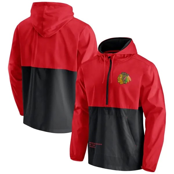 Мужская фирменная красная/черная куртка Chicago Blackhawks Thrill Seeker Anorak с молнией до половины Fanatics