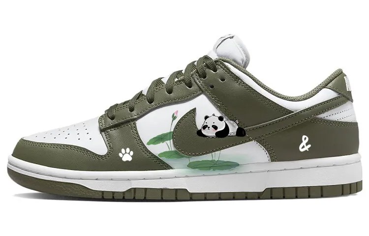 Кроссовки Nike Dunk Skateboarding Shoes Women's Low-top Green/White, зеленый