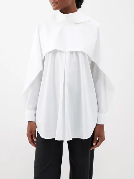 Рубашка с изогнутой кейпом crest из смесового хлопка Issey Miyake, белый