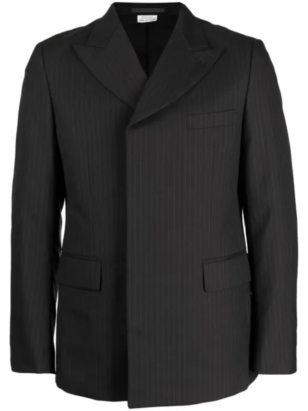 Comme des Garçons Homme Deux двубортный шерстяной пиджак в тонкую полоску, черный