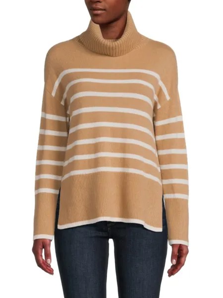 Полосатый свитер из 100% кашемира Saks Fifth Avenue, цвет New Camel