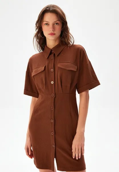 Платье-рубашка adL с карманами на груди, коричневый