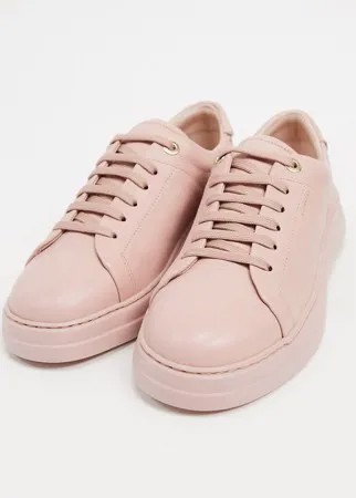 Светло-розовые кожаные кроссовки на шнуровке Fiorelli Anouk-Neutral