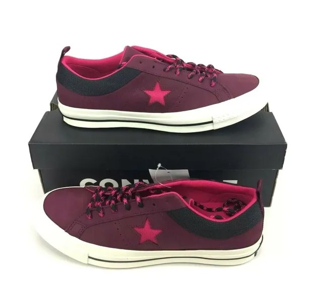 НОВЫЕ женские кожаные кроссовки Converse One Star Ox, цвет бордовый, красный, розовый, размер 7