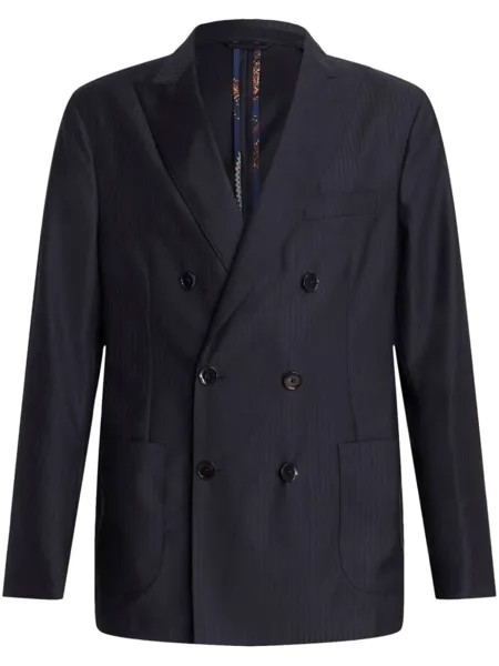 ETRO двубортный пиджак в тонкую полоску, черный