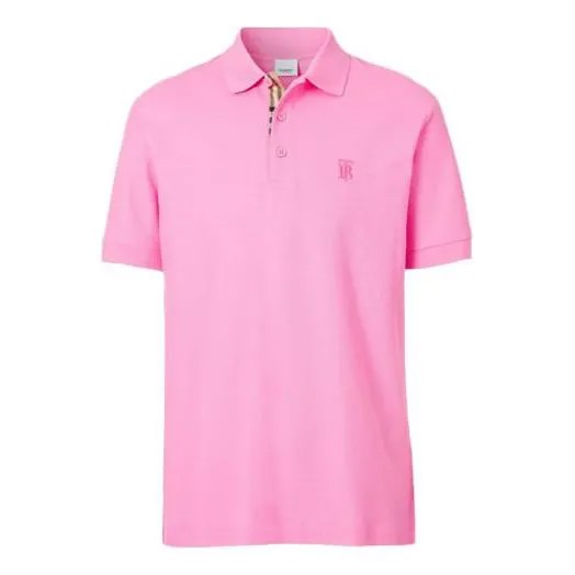 Футболка Men's Burberry SS21 Logo Mesh Cotton Short Sleeve Polo Shirt Pink, розовый