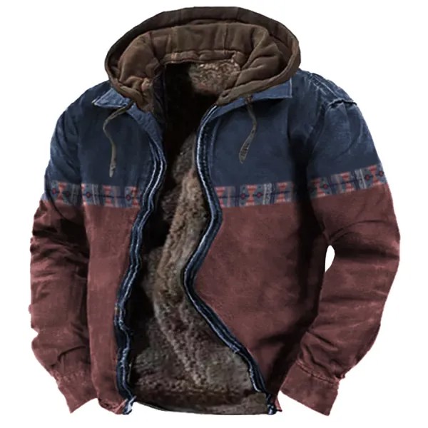 Мужская куртка Aztec Quarter Hoodie Color Contrast Winter Tactical Jacket