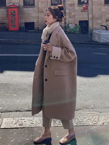 Новинка Осень-зима 2020 корейское пальто-кокон средней длины шерстяной пиджак женский свободный плотный костюм верхняя одежда y1164