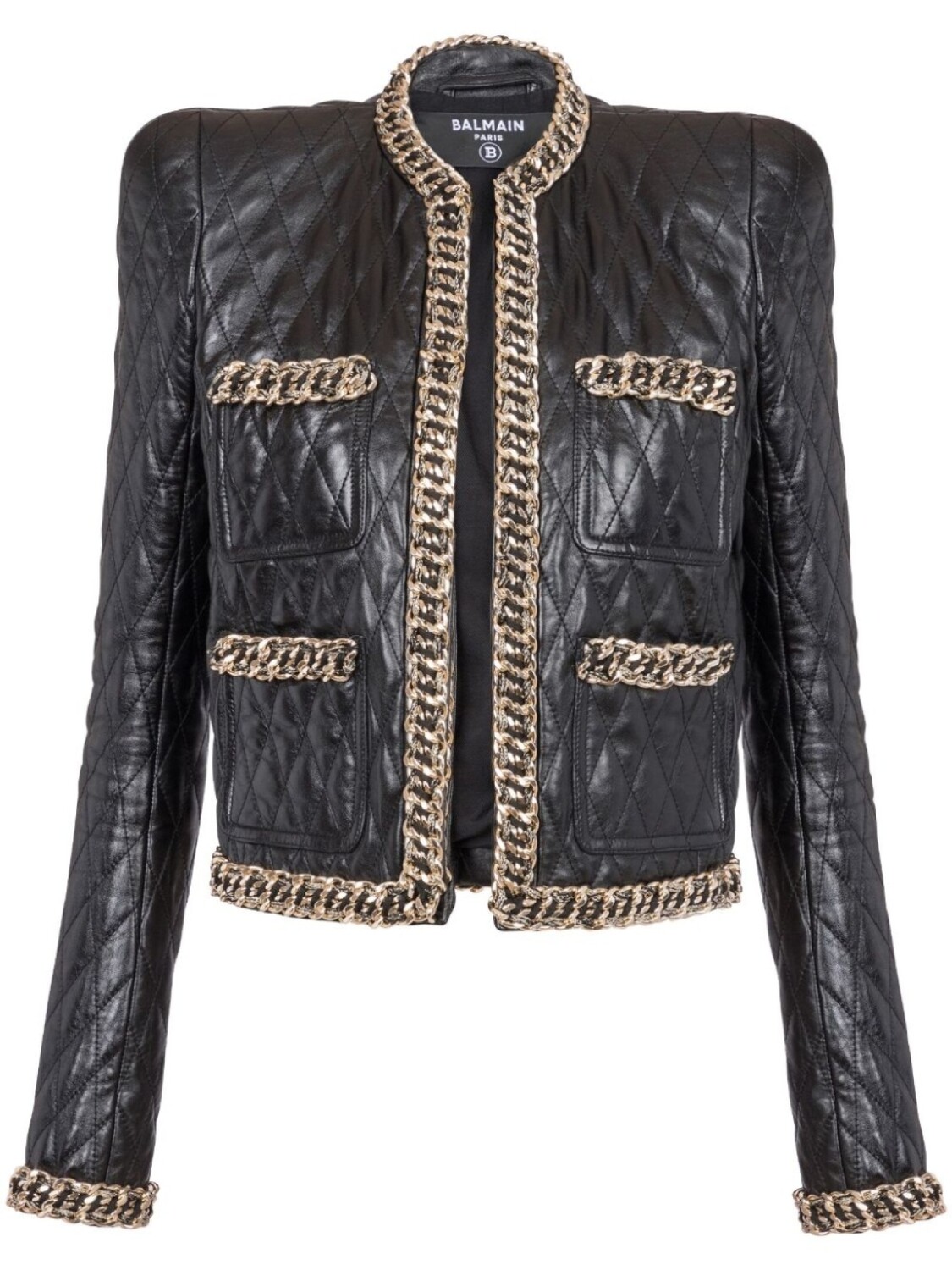 Balmain стеганая куртка с цепочками, черный