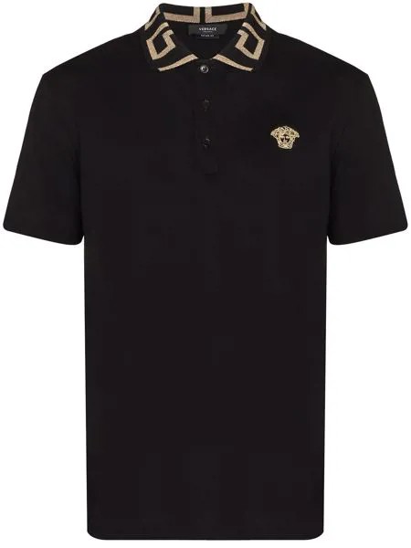 Versace рубашка поло с короткими рукавами и узором Greca