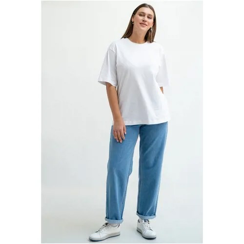Футболка Modress, хлопок, однотонная, трикотаж, размер 70, белый