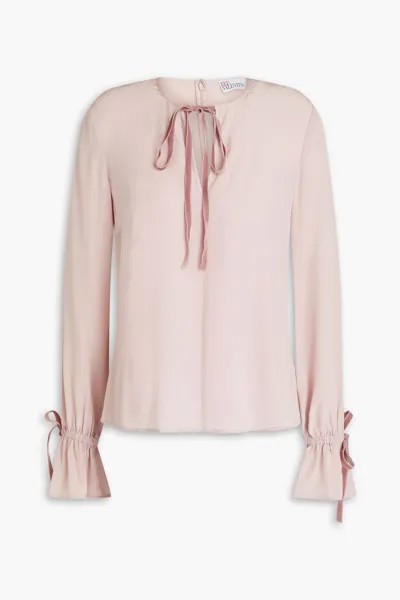 Блузка из шелкового крепа с бархатной отделкой Redvalentino, пастельно-розовый