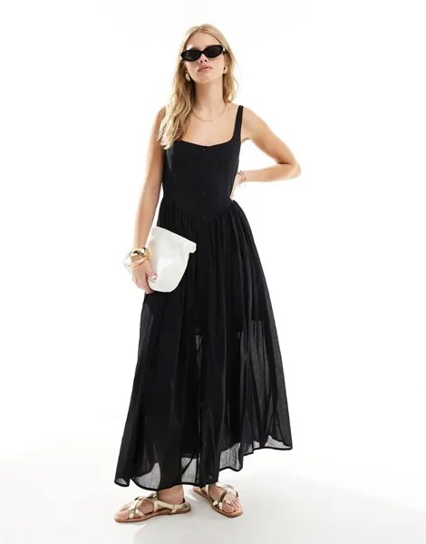 Черный сарафан миди для пикника из вуали ASOS DESIGN