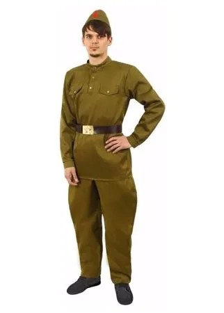 Костюм мужской «Военный», гимнастёрка, брюки-галифе, ремень, пилотка, р. 50, рост 176-180 см
