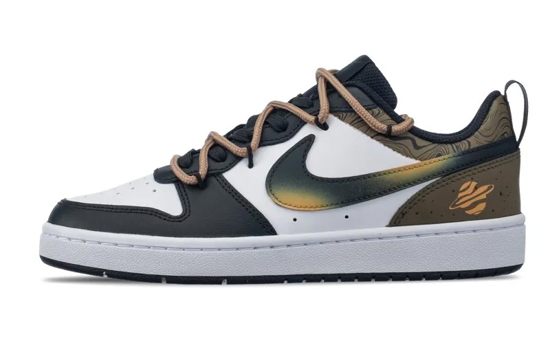 Кроссовки Nike Court Borough Skateboarding Shoes Women's Low-top Gold, черный/золотой