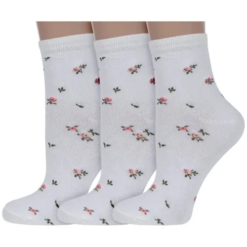 Комплект из 3 пар женских носков Гамма кремовые, размер 23-25