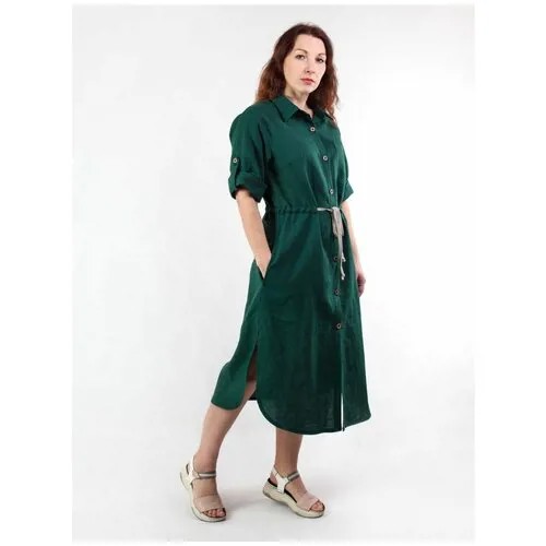 Платье KiS, прямой силуэт, миди, карманы, размер (54)170-108-114, зеленый