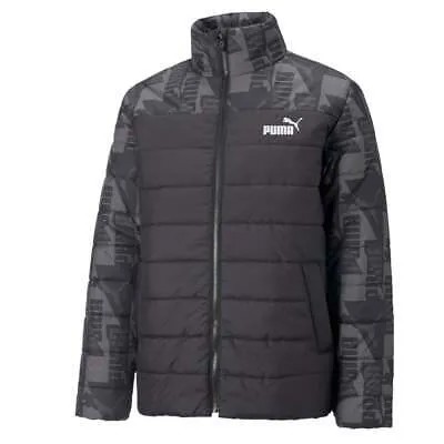 Puma Ess+ Padded Aop Full Zip Jacket Мужские черные пальто Куртки Верхняя одежда 84934701