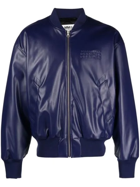 MM6 Maison Margiela бомбер из искусственной кожи с вышивкой, синий