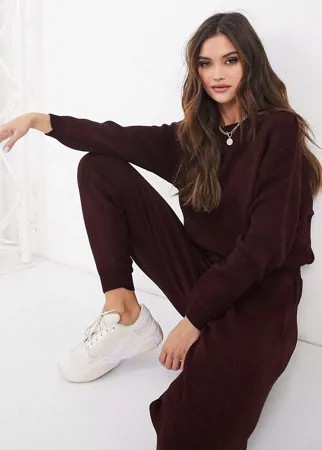 Бордовые oversize-джемпер и джоггеры от комплекта Femme Luxe-Красный