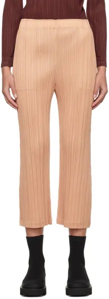 Бежевые октябрьские брюки месячных цветов Pleats Please Issey Miyake