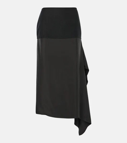 Асимметричная шерстяная мини-юбка Jil Sander, черный