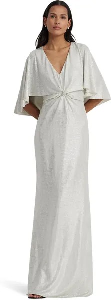 Платье LAUREN Ralph Lauren Metallic Knit Twist-Front Cape Gown, цвет Mascarpone Cream