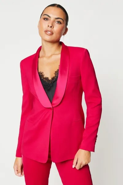 Приталенный пиджак с атласными деталями от края до края Coast, розовый